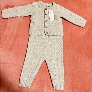 Janie and Jack Cream Cable Knit Kids Set
